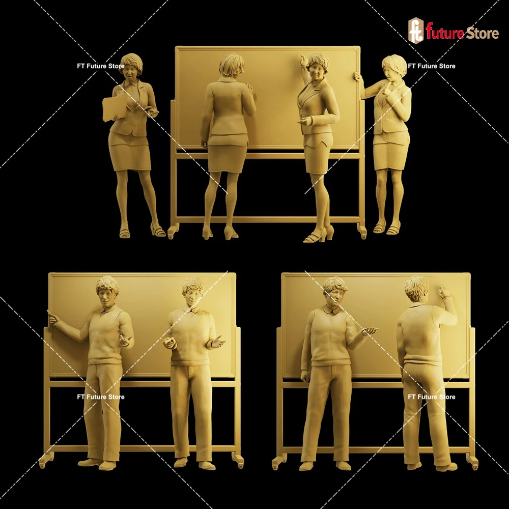 3D Print Miniatures 1/64 1/43 1/35 Male Female Teachers Blackboard Figure Diorama Creative Mini Class Scene Prop Figurine Model