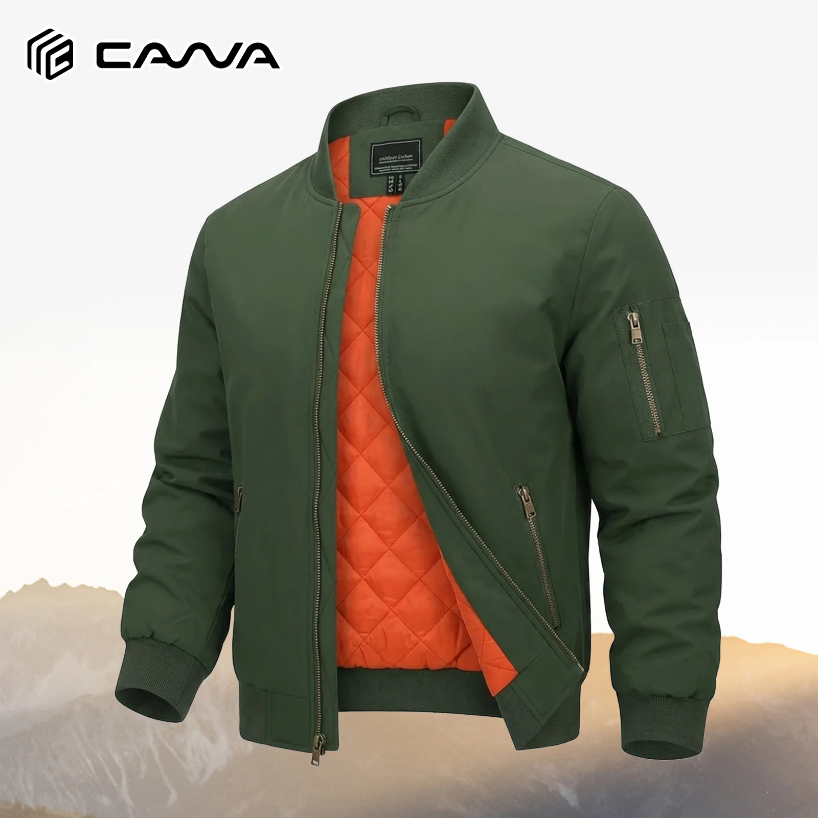 Herren Winter Bomberjacke mit Dicker Warmer Fütterung, Pilotenjacke, Winddichte Lässige Baseball-Jacke