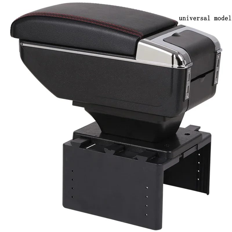 Center Console Storage Car Armrest Single Double Storage Box with USB Charger Auto Parts New Design Universal Black