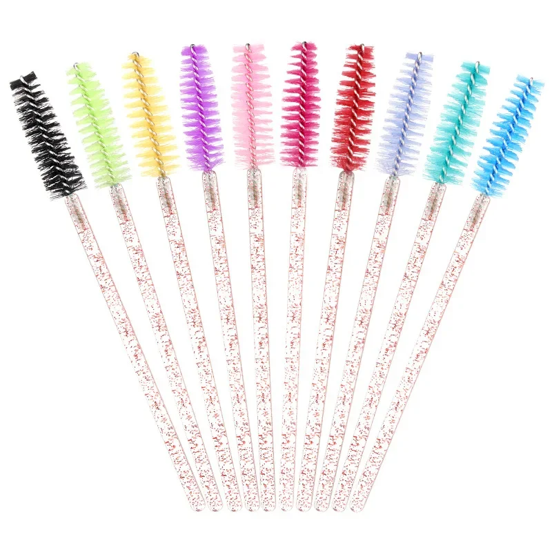 50PCS ขวดคริสตัลมาสคาร่า Applicator ทิ้งเพชรแปรงขนตาหวีสําหรับผู้หญิงแปรงแต่งหน้าความงามเครื่องมือ