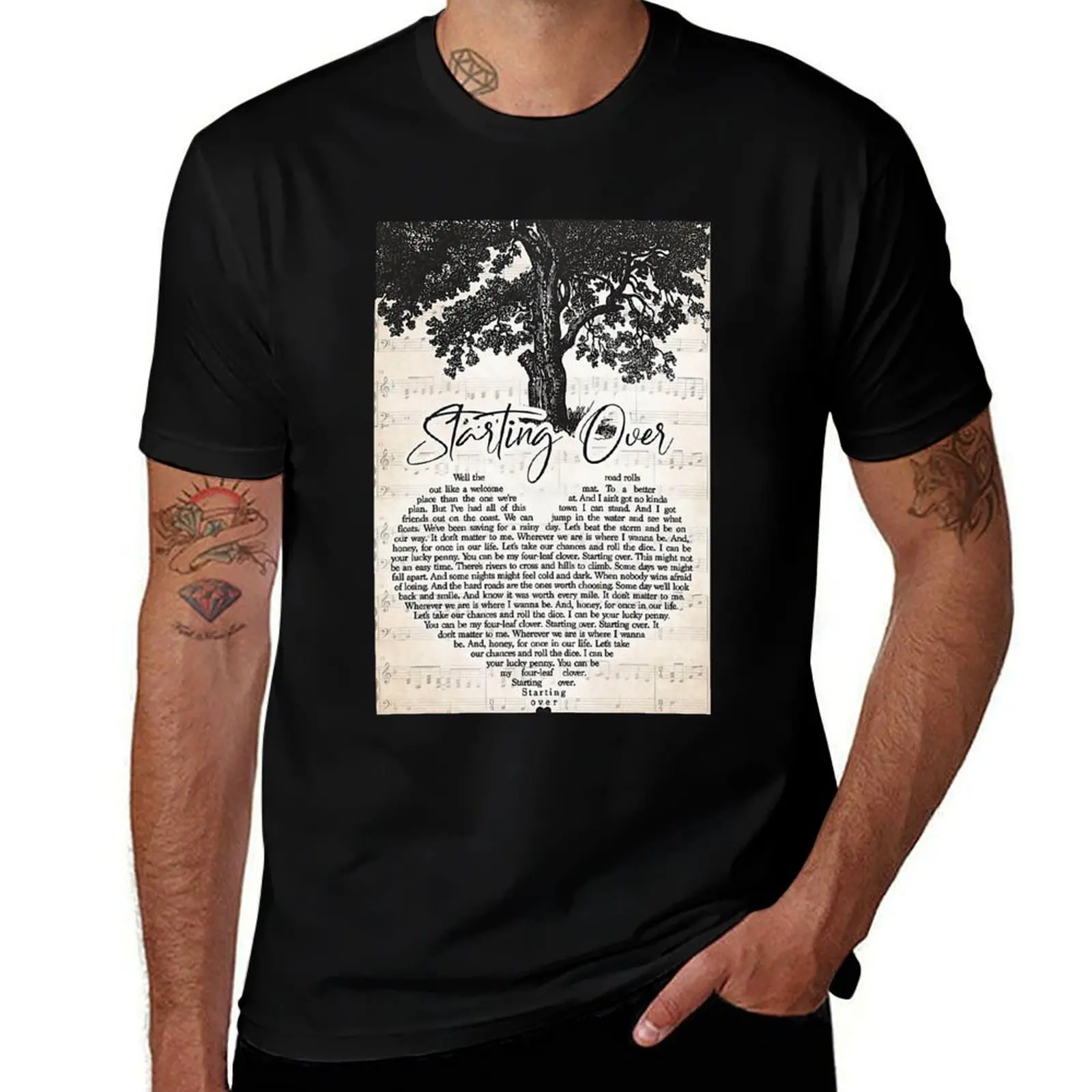 Funny Gift Starting Over Lyrics Love You T-Shirt High Elasticity Sports T-Shirt