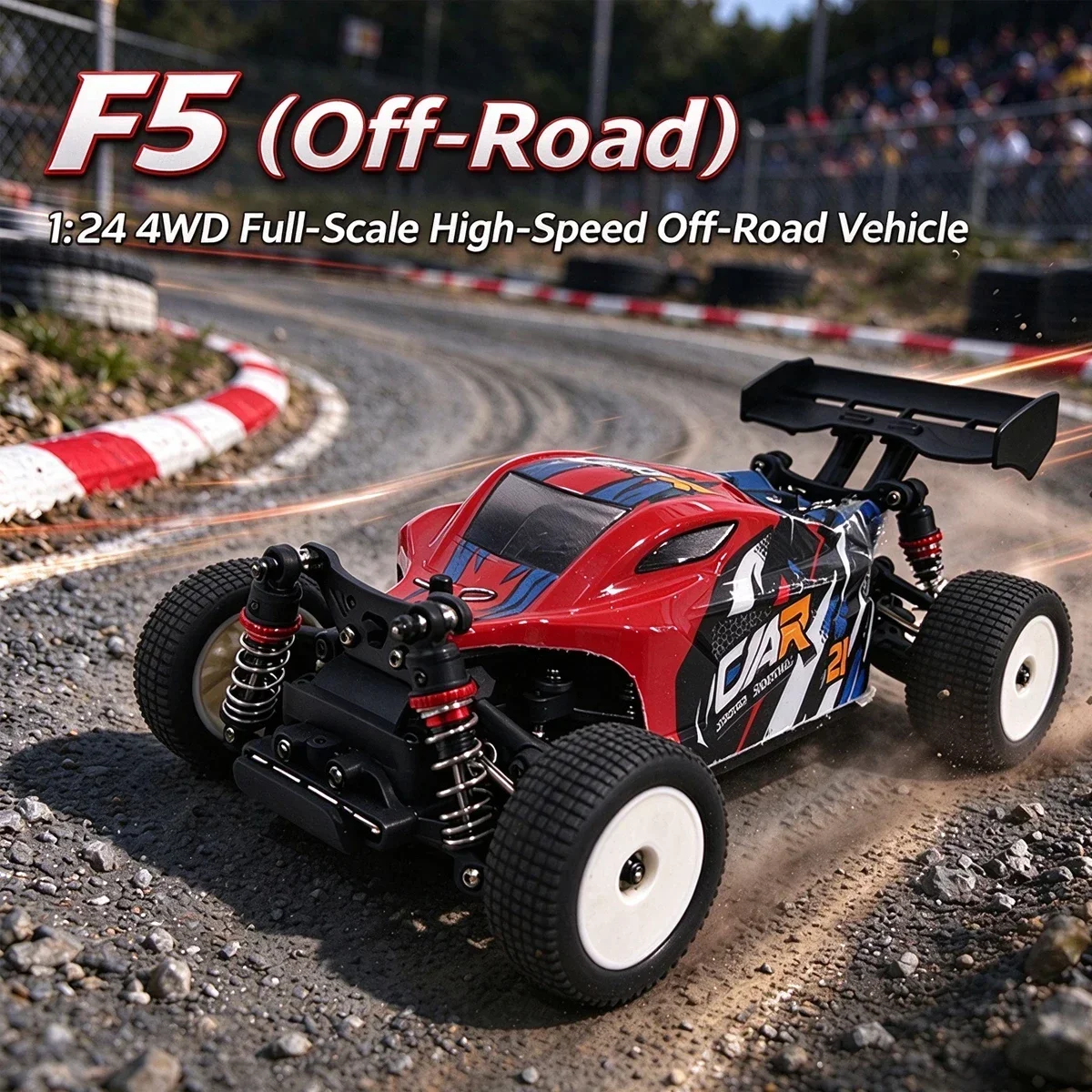 F5 1:24 4WD Proportional High-Speed ​​Off-Road Vehicle ​​2.4Ghz Remote Control RC Car With Gyroscope Low-voltage Alarm Toys Gift