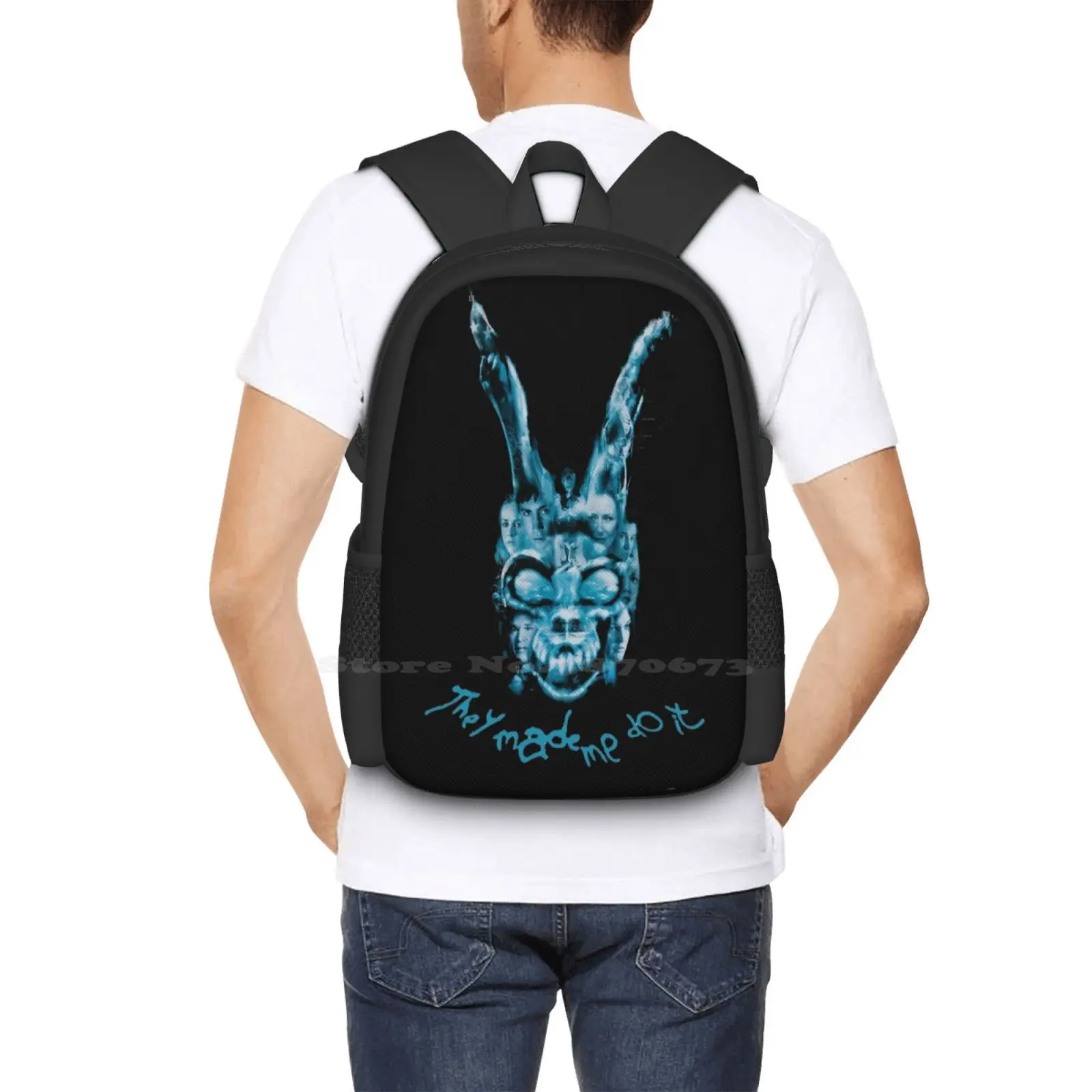 Darko-They Made Me Do It Pattern Design Bagpack School Bags Donnie Darko They Made Me Do It Mad World Frank Traveltime God