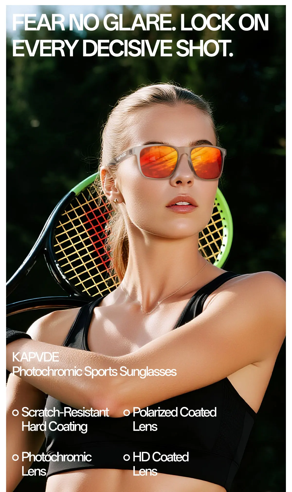 Kapvoe Neue Sport Polarisierte Sonnenbrille Männer Fahren Angeln Golf Im Freien Photochrome Gläser Laufen Frauen Wandern UV400 Brille – Detail 1