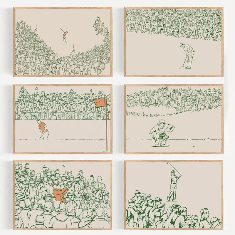 Curso de Golf verde de simplicidad abstracta para carteles de juegos de Golf, impresiones de pintura en lienzo, imagen artística de pared para habitación, regalo de decoración del hogar