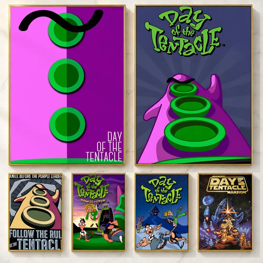 Adventure Game Day of the Tentacle Poster Self-adhesive Art Poster Decoracion Painting Wall Art White Kraft Paper Home Decor