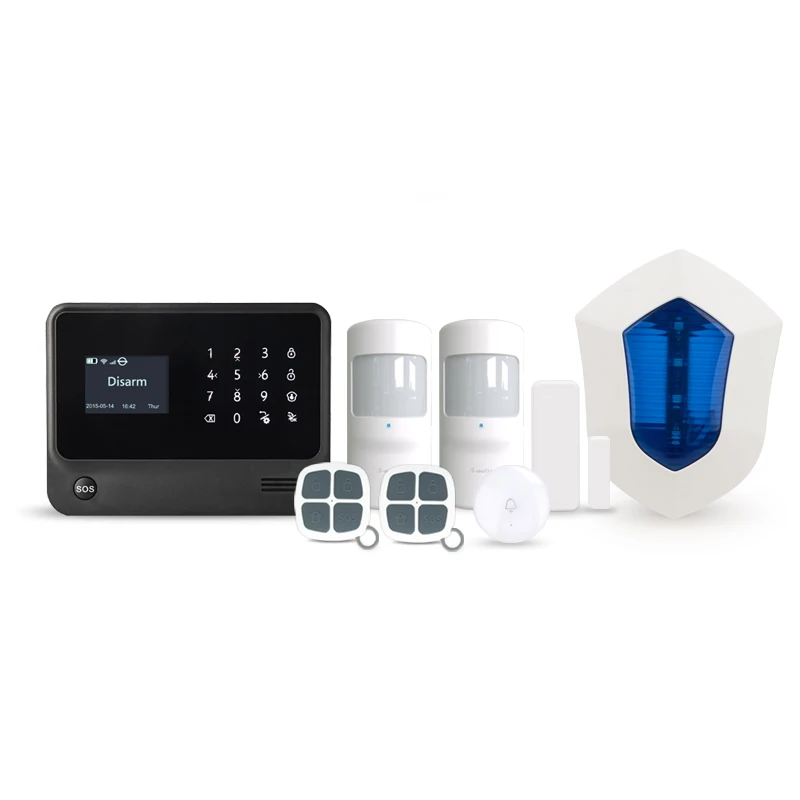 Wireless wired home security a-l-a-r-m system touch screen support smoke detector wifi gsm burglar  