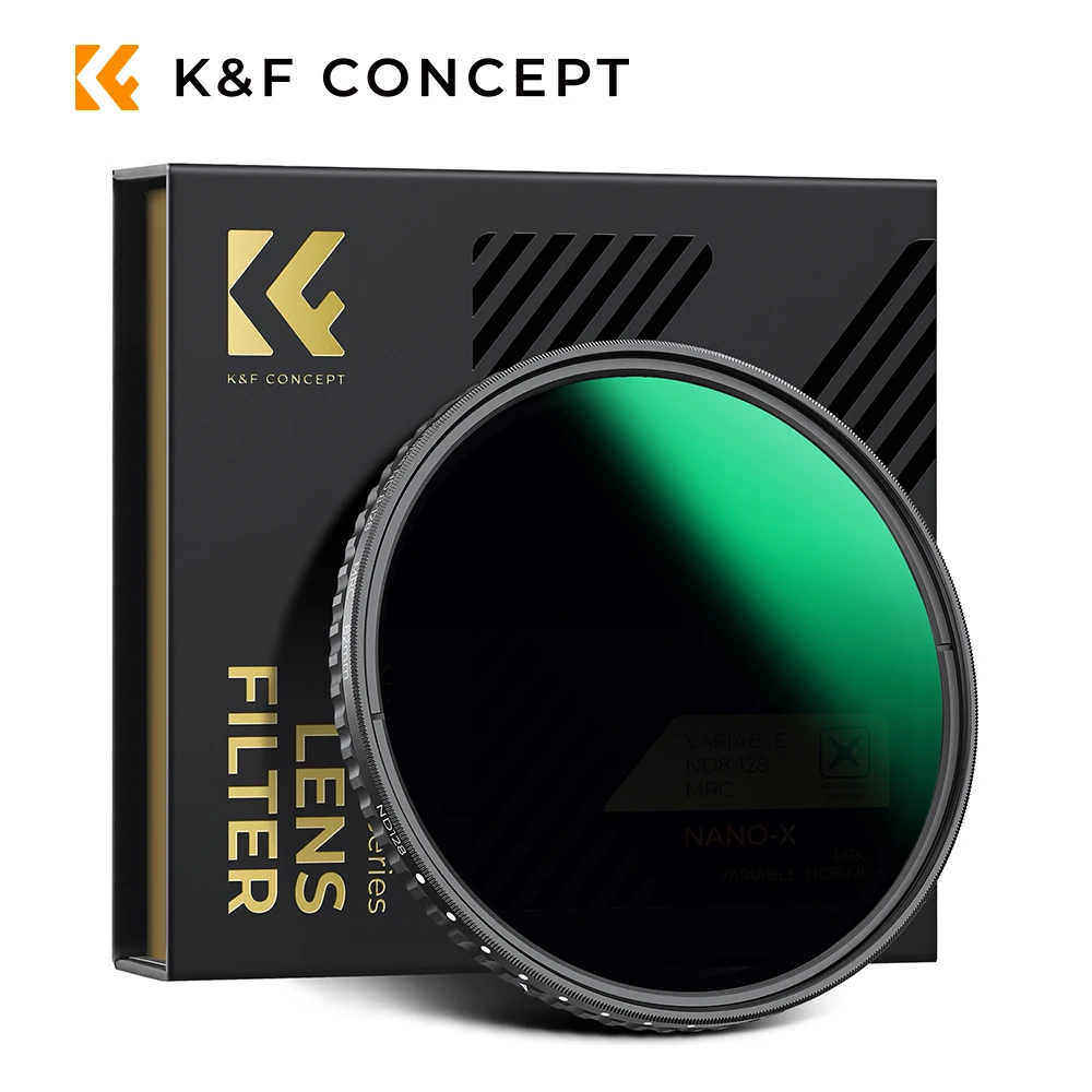 

K&F Concept Nano-X переменный фильтр нейтральной плотности ND8-ND128 без черного "X" Cross, для объектива камер 49/52/55/58/67/72/77/82 мм