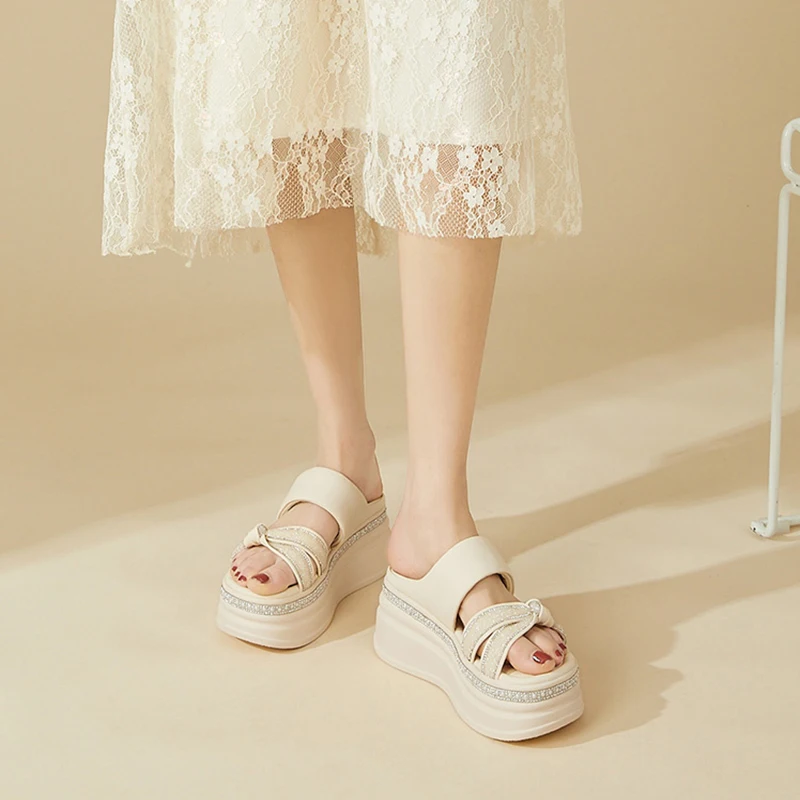 

Женские римские тапочки Thi Bot на мягкой подошве на платформе, модная летняя уличная одежда на высоком каблуке, Clog oes, корейский Sle