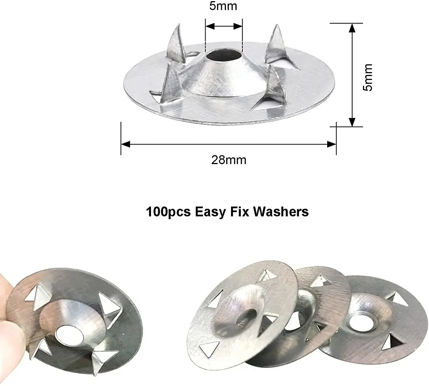 100Pcs 28mm 4-Claw Easy Fix Washers Nail Gaskets for Gypsum Board Extruded Plate Insulation Thermoboard Fixed Backer Boards