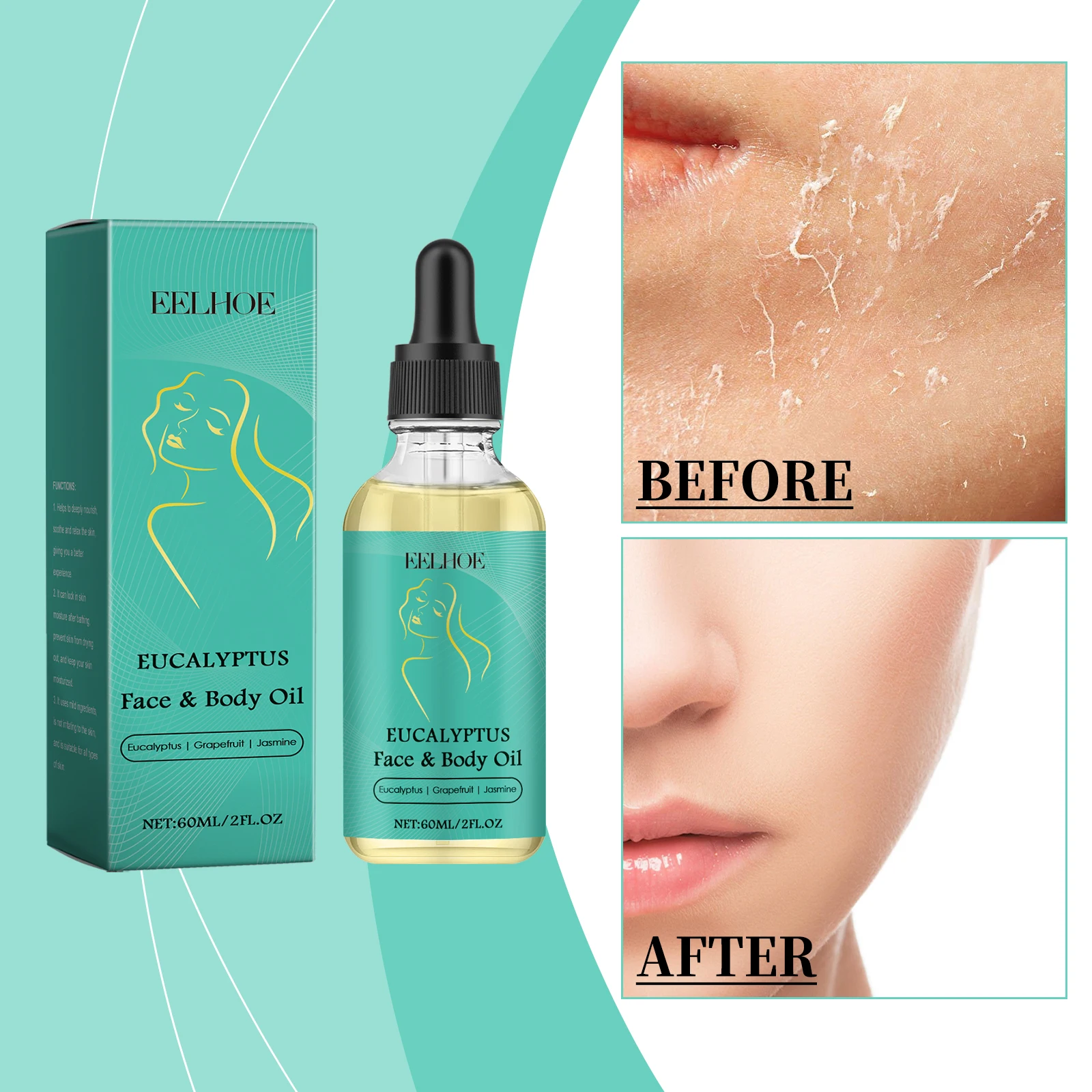 

Питательное масло для ухода за телом EELHOE способствует гладкую кожу и уменьшает сухость.