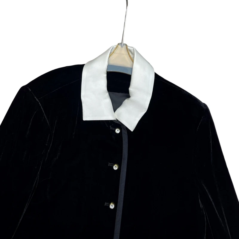 أزرار الملابس النسائية مزينة معطف خريف شتاء جديد abrigos casaco feminino Elegante de luxoA25304