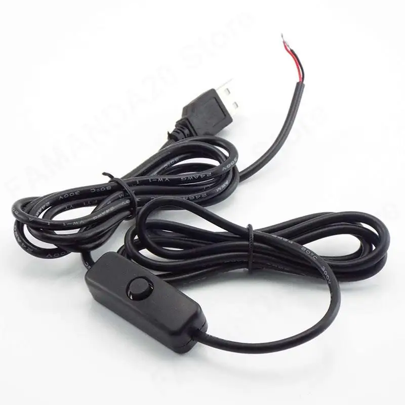 2pin 5V 12V USB Extension Cable Connector power control cord LED chips light on/off Switch Electrical Wire strip Lighting M20