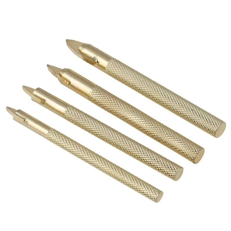Chromium Steel Golden Triangle Tile Drill Bit Knurled Round Shank Drill Bit for Ceramic Glass Porcelain Marble Wall Hole Opening
