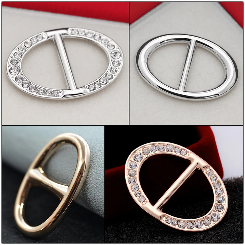 كريستال البيضاوي وشاح مشبك بروش الحلي انزلاق ضبط منديل الملابس تي شيرت حلقة كليب للنساء اكسسوارات للتزيين