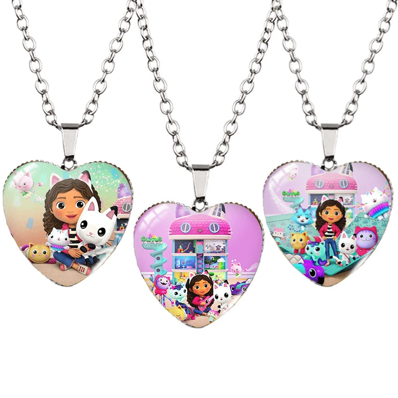 Gabbys Dollhouses Kawaii Necklace for Women Girls Cartoon Fashion Sweater Decoration Jewelry Necklace Accessories Kids Toys Gift