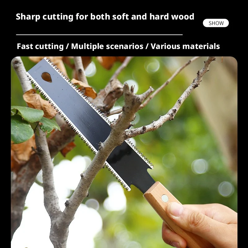 Japanese Style Hand Saw Single/Double Sided Fine Tooth Wood Saw SK5 Steel Flexible Hand Saw Garden Hand Tool for Woodworking