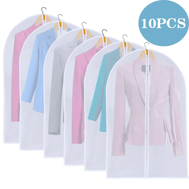 

Clear Garment Bags Clothes Covers Protecting Dusts for Closet Storage Plastic Hanging Clothes Dress Suit Gowns Long with Zipper