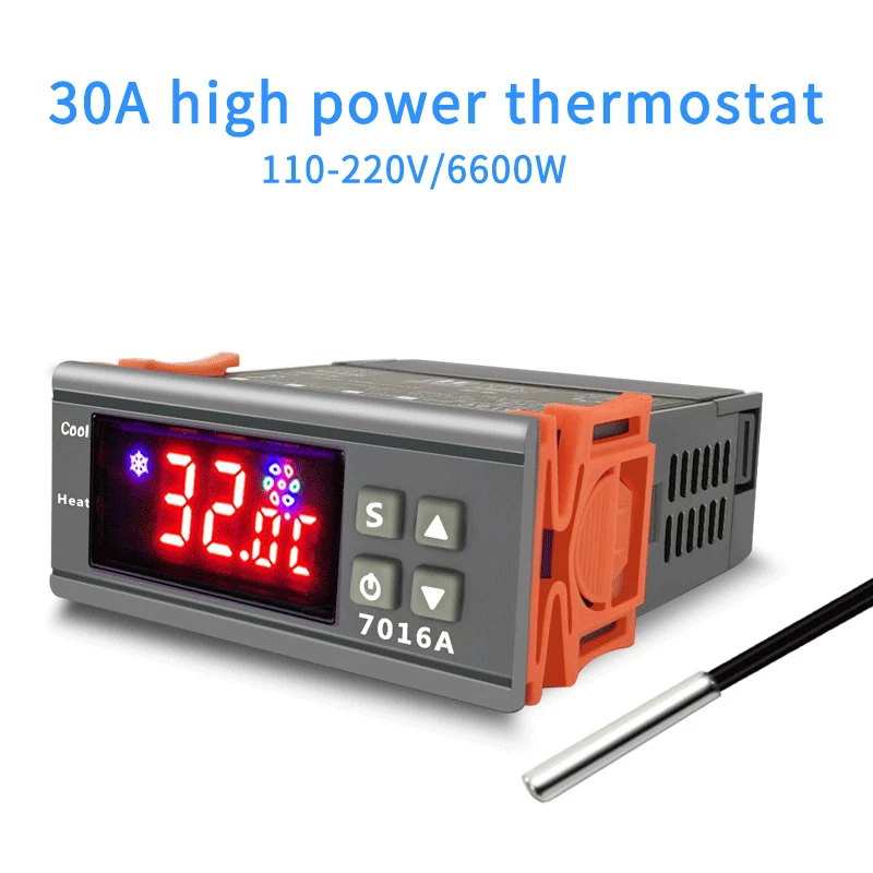 

7016A Digital Temperature Thermostat Regulator Controller -50-110 Celsius Heating Cooling Control NTC Sensor