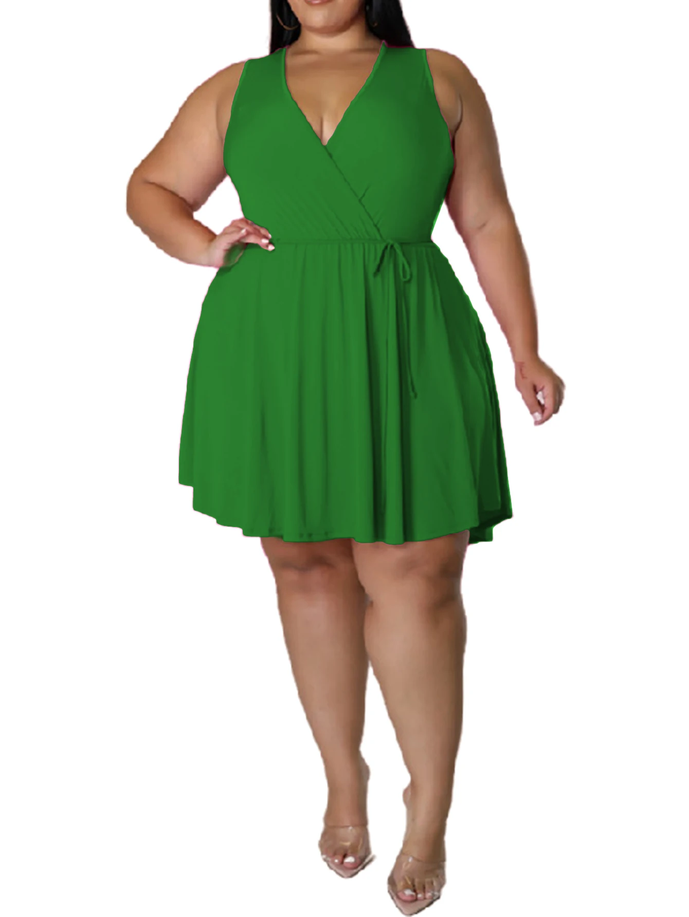 Màu Áo Mini Cổ Chữ V Gợi Cảm Đầm Vestido Midi Elegante Vestidos Mujer "Primavera Verano 2022 Plus Size Nữ Quần Áo Wholesa