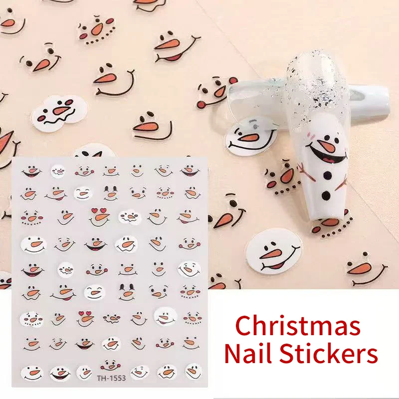 Calcomanías para uñas DIY, lindo pan de jengibre, Papá Noel, árbol de Navidad, campana, calcomanías para uñas, decoración de manicura para fiesta, deslizadores