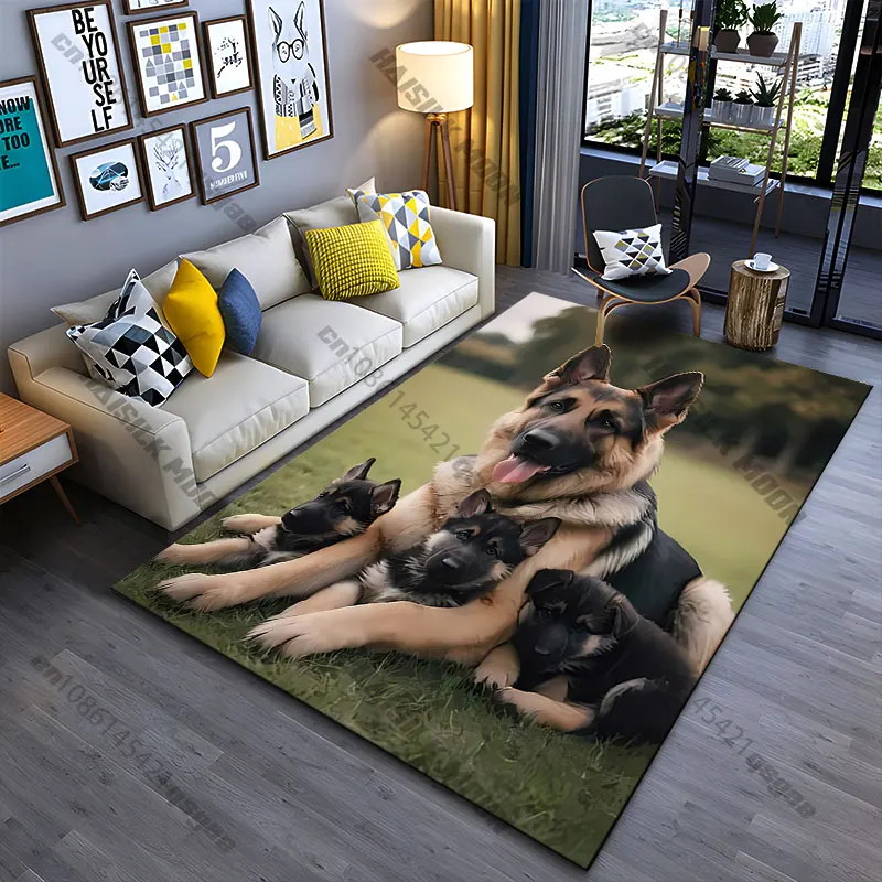 Dog with its adorable puppies carpet Yoga living room room decor children's crawling mat doormat area rug games mat