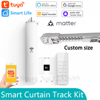 Tuya Matter Smart WiFi Curtain Motor with Custom Electric Track Rail Rod Support Apple Homekit Alexa  Automatic Curtains System