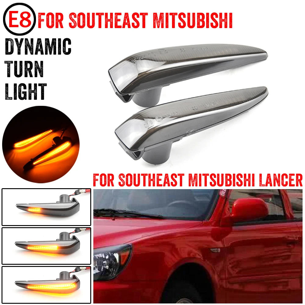 2pcs LED Normal Flashing/Dynamic Side Marker Lights Turn Signal Blinker Lamps No Error For Southeast Mitsubishi Lancer