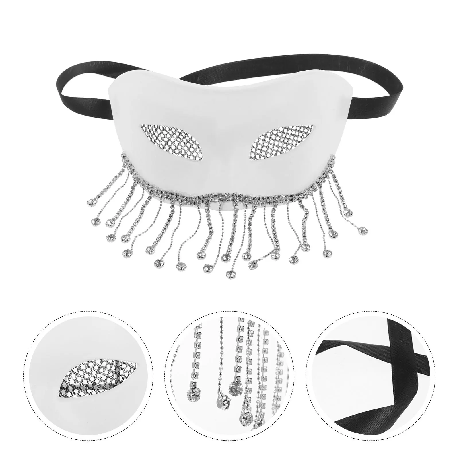 

Half-Face Masquerade Mask Lace Eye Design Rhinestones Strap Vintage Halloween Costumes Party Ball Mask Vintage Masks
