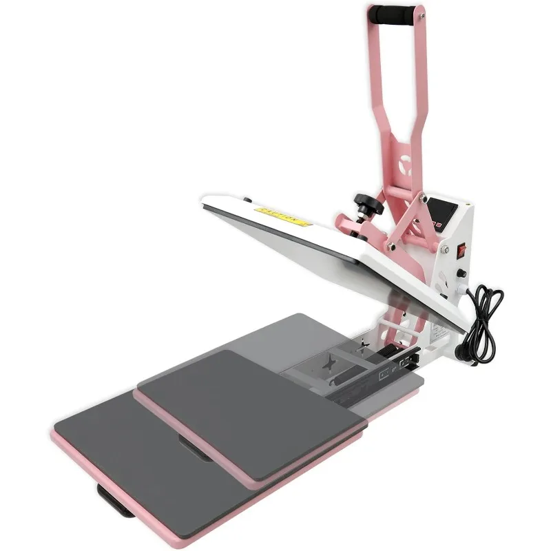 Heat Press 15x15 inch Digital Heat Press Machine, Slide Out Industrial Quality T-Shirt Heat Transfer Machine Pink White