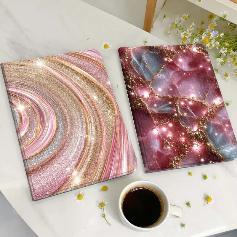 

Pink Gold Glitter Swirl Tablet Case For Huawei Honor MatePad MediaPad Air 5 6 7 11 V6 V7 V8 V9 X9 X8 T10 T10s C5e T5 Gift