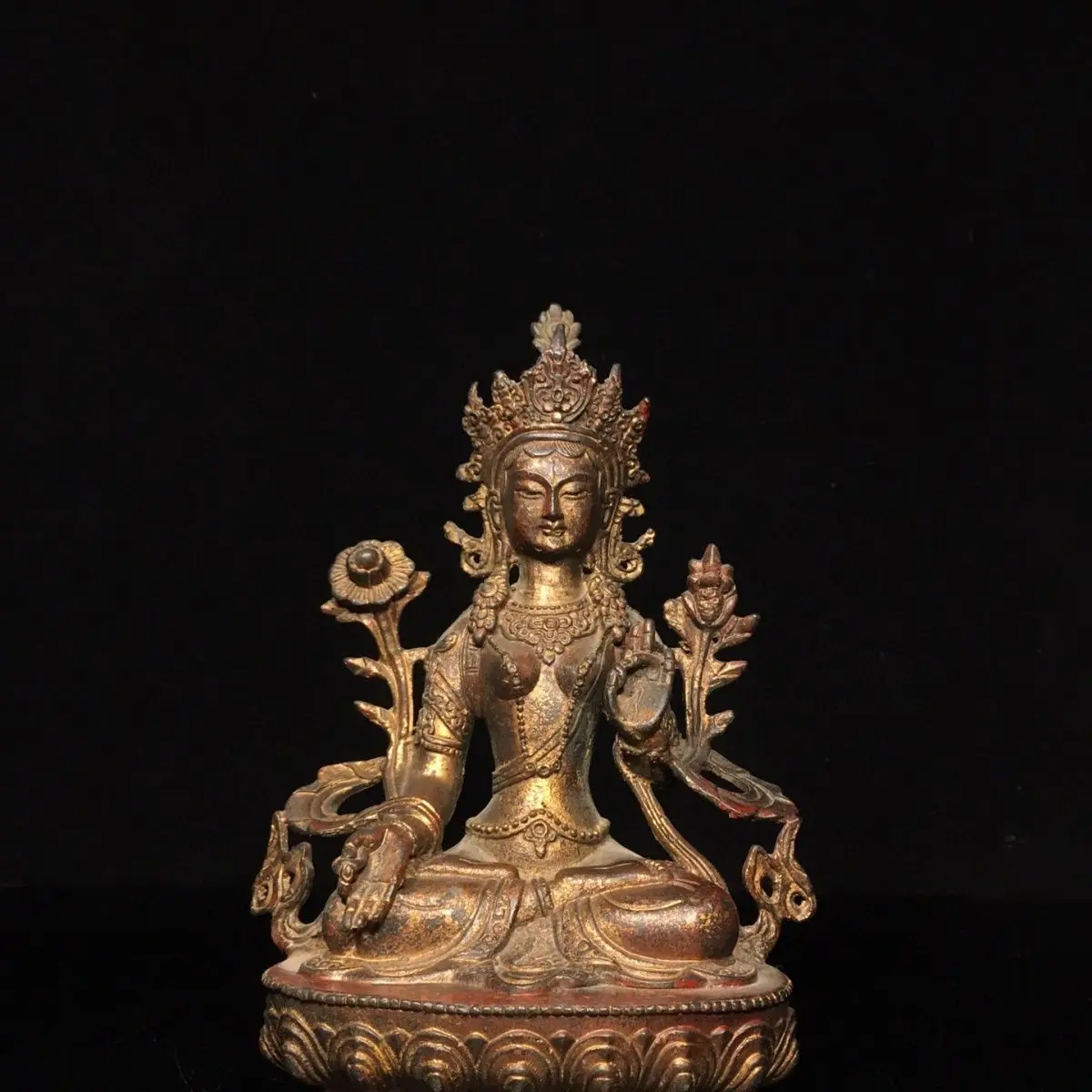 Exquisite Vintage Copper White Tara Buddha Statue Well Made Old Patina  Thickness