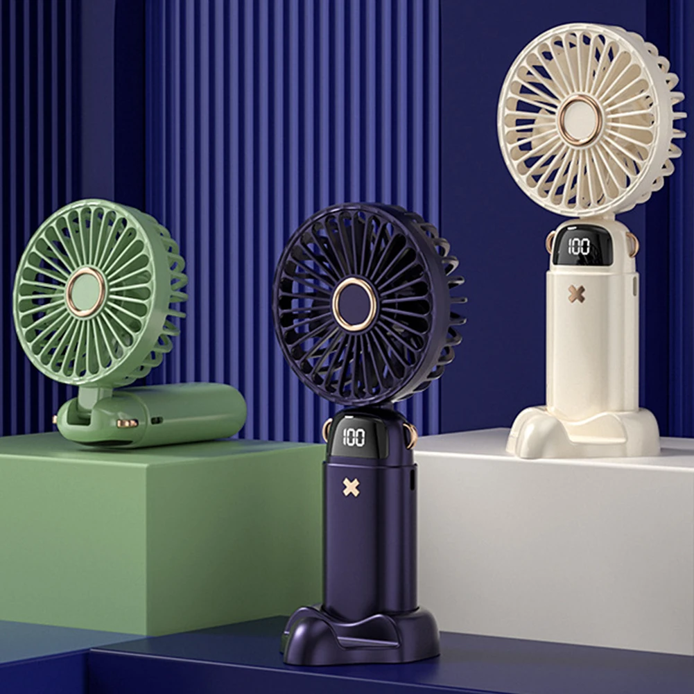 Electric Fan 5 Speeds Adjustable Personal Cooling Fan LED Power Indicator with Mobile Phone Holder for  Dormitory Outdoor