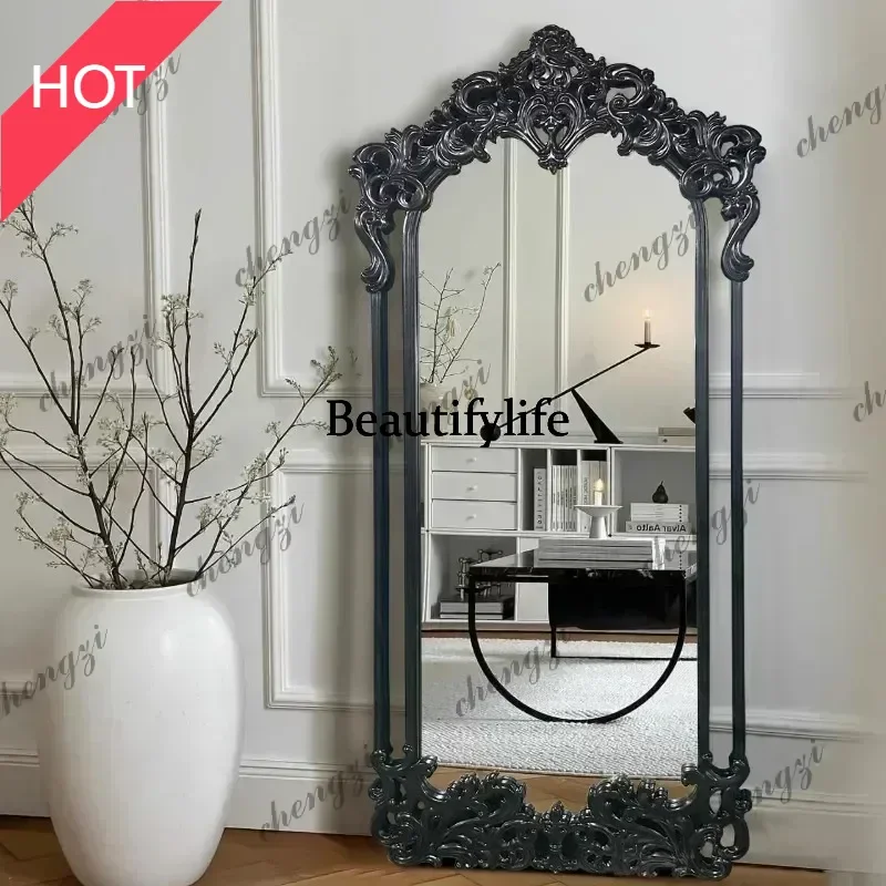 Design Bedroom Mirrors Full Body Nordic Wooden Tall Luxury Vintage Floor Mirrors Designer Modern Miroir Sur Pied Furniture Home