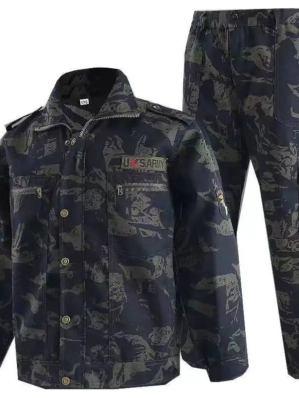 Spring Autumn Camouflage Work Uniform Set Men's Wear Resistant Dirtproof Labor Protection Clothes Automobile Repair Welding C...