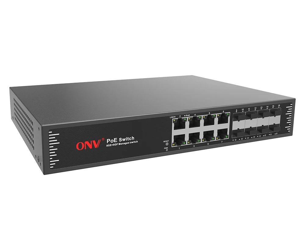 China Factory 16-Port L2+ Managed PoE+ Switch with QoS 30W PoE 8 SFP ERPS 20ms 256Gbps Capacity IPv4/IPv6