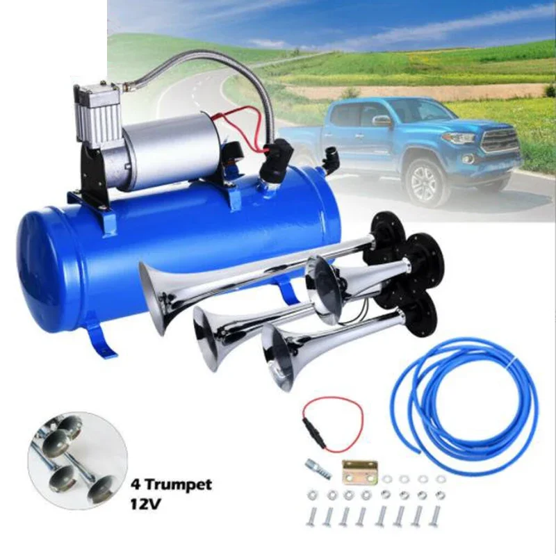 12V DC Onboard Air Compressor System, Inflator Air Compressor with 6L Tank, 150 PSI Air Horn Kit For Train Horns