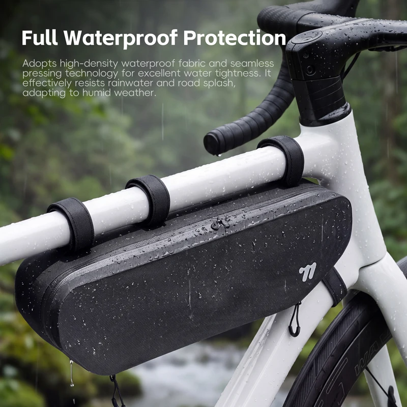 WEST BIKING Bike Top Tube Bag Waterproof  3L Large Capacity Streamlined Built‑in Shaping Keel Adjustable Strap Storage Pouch