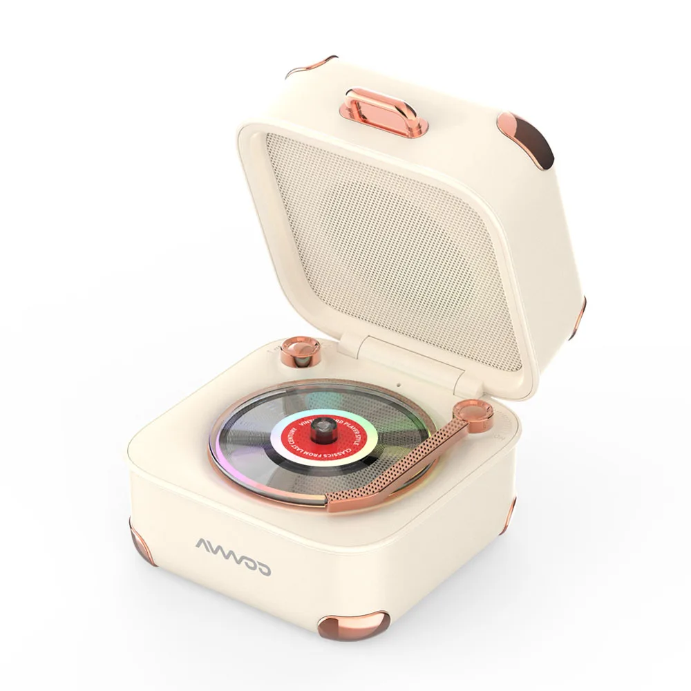 a17 Mini Classic Retro Bluetooth Speaker High Fidelity Music Box Vinyl Record Player Speaker Color Atmosphere Light Speaker