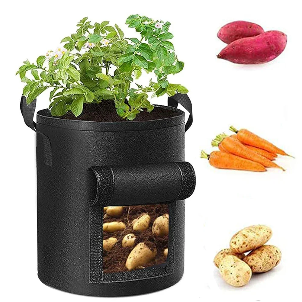 5/7/10 Gallon Plant Growing Bags Vegetable Grow Bags with Handle Thickened Growing Bag Potato Onion Bag Outdoor Garden Pots