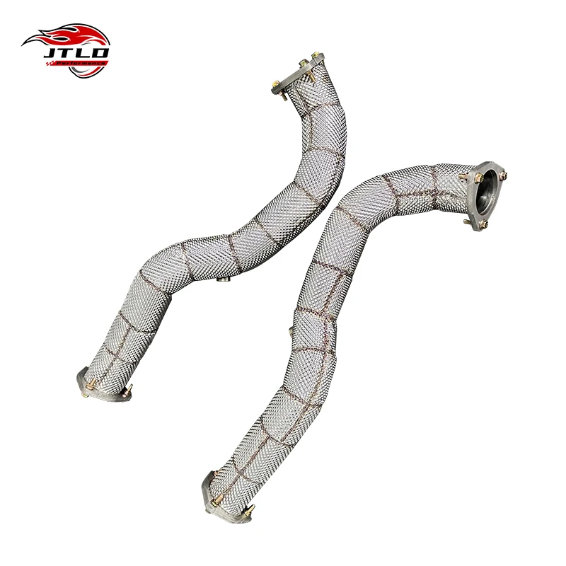 High Performance Over-Axle Pipes - 304 Stainless Steel Exhaust For 718 GT4 RS With Heat Shield