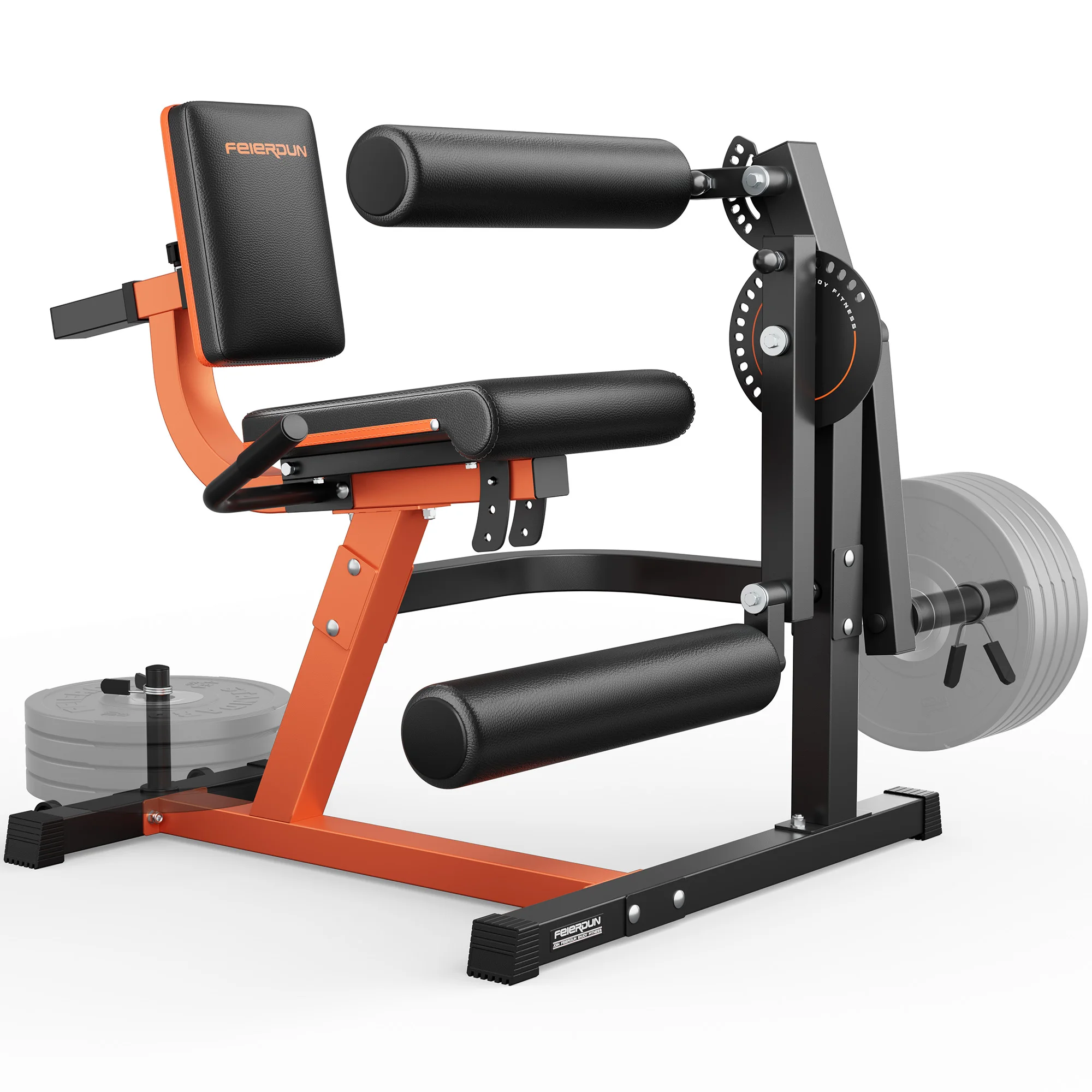 FEIERDUN 4-in-1 Verstellbare Bein-Extensions- und Curlmaschine für Unterkörper-Workouts 700 lbs Kapazität Heimfitnessgerät (Orange)