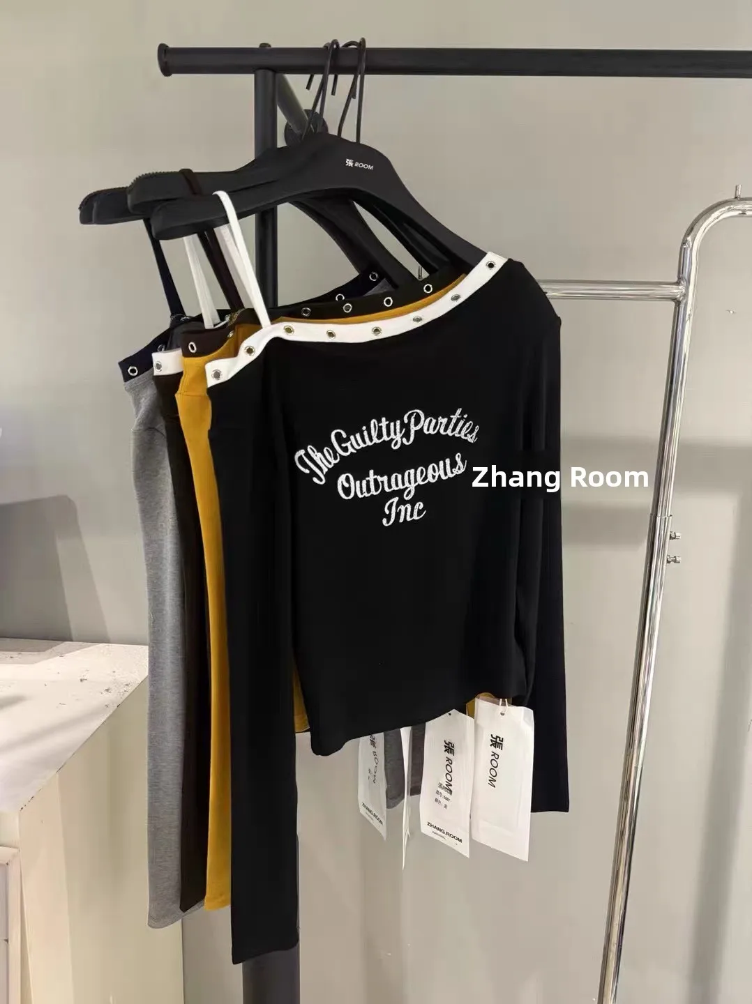 oulder Bared T irt damessli Koreaanse versie slim fit lang Sve katoen creatieve print veelzijdige hot girl top