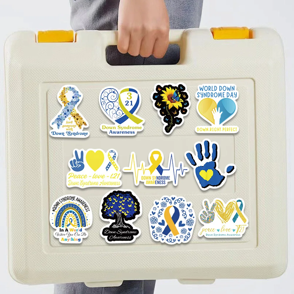 50 قطعة ملصق الحب الخيرية رعاية متلازمة الأسفل ملصق مائي للهاتف الأمتعة على ظهره سجل القصاصات مجلة لاصقة تزيين