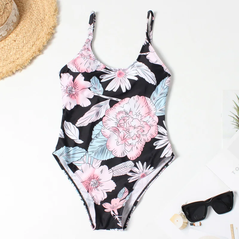 Sexy High Cut Women\'s Swimsuit Vintage Print One Piece Swimwear Women 2023 Monokini Bathing Suit Push Up Beachwear Bikini