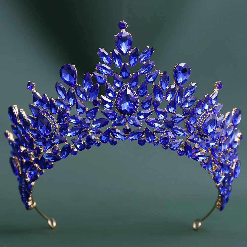 DIEZI 8 Colors Full Crystal Tiara Crown For Women Girls Wedding Party Elegant Luxury AB Rhinestone Crown Hair Dress Jewelry