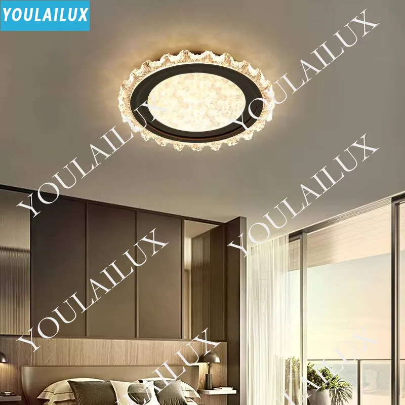 Modern Light Luxury LED Ceiling Lamp Bedroom Living Room Crystal Pleated Ceiling Lamp Simple Study Room Lighting Decorative Lamp