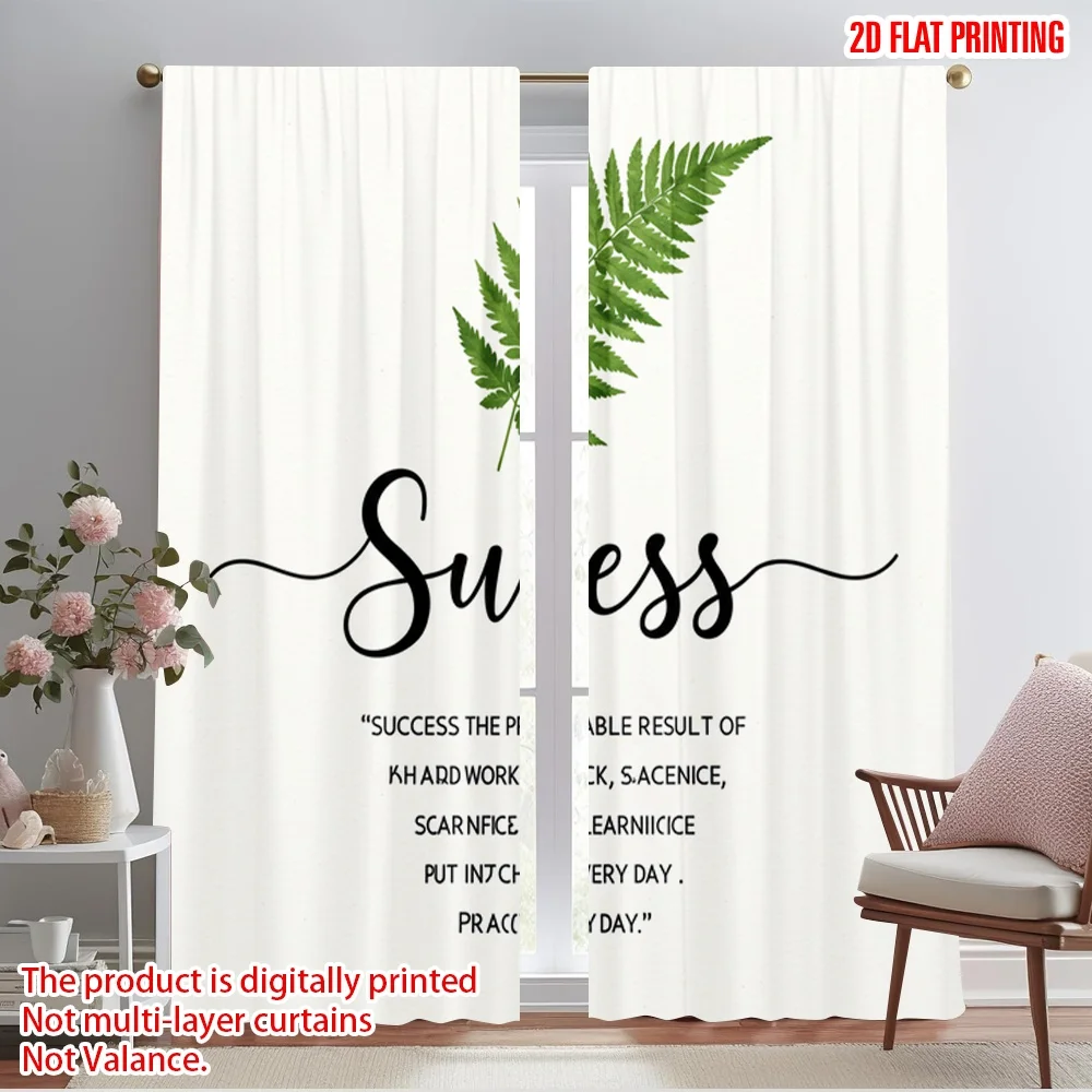 

2pcs 2D flat printing Curtain Success Fern Plant Watercolor Polyester Without Electricity Seasonal Party & Holiday Decor for