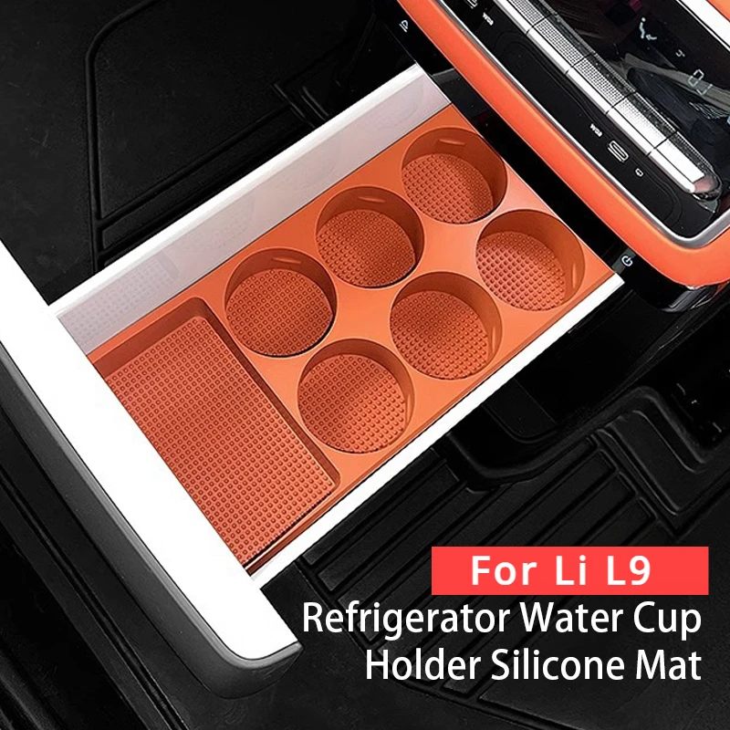 

For Li Lixiang L9 2022 2023 2024 Car Refrigerator Storage Box Cup Holder Non-slip Protective Silicone Holder Container Fit L9