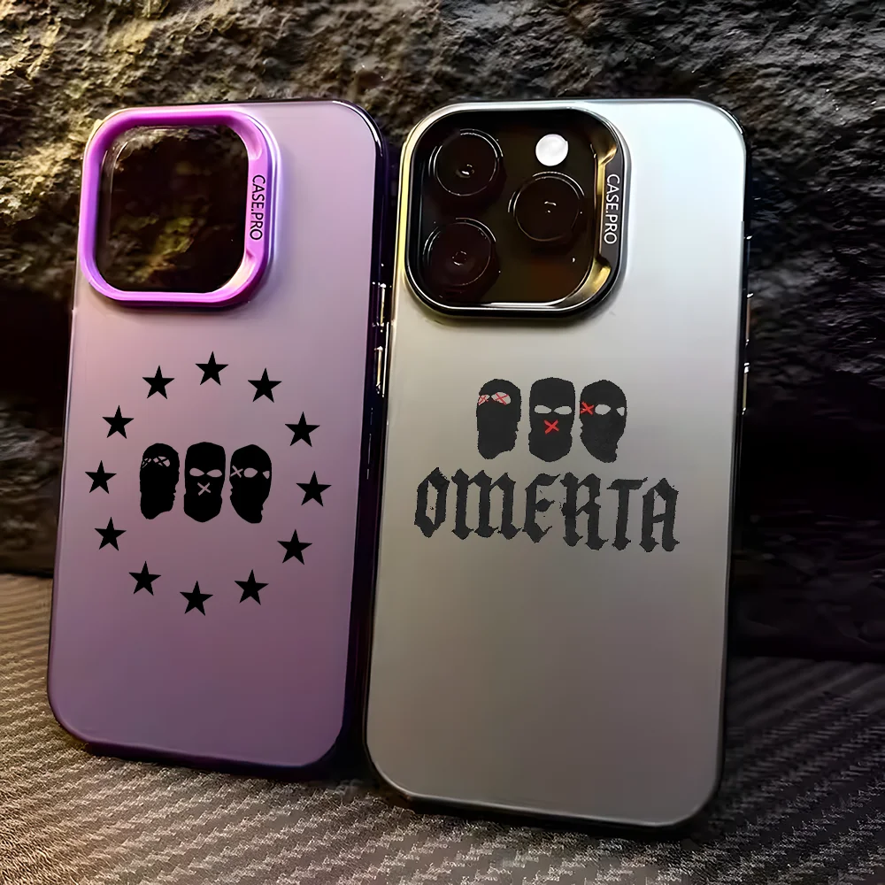 O-OmertaES 47 M-Maes Singer Funda de teléfono para IPhone 16 15 14 13 12 11 Pro Max negro mate Multicolor láser metálico Aurora Funda